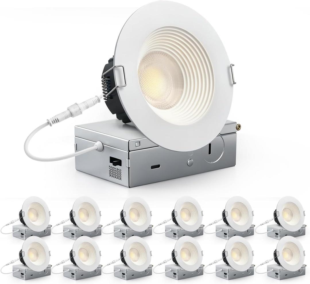 Adetu 12 Pack 4 Inch 5CCT Anti-Glare LED Downlight, Recessed Ceiling Light