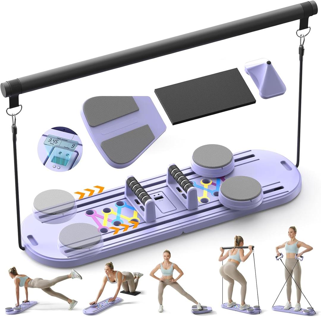 Canlanmu Pilates Board,Multifunctional Rebound Abdominal Board,Foldable Pilates Reformer Set, Ab Core Trainer Machine,Ab Exercise Board,Abs Workout Equipment for Women Home Gym Equipment