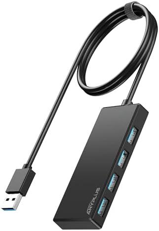 ANYPLUS USB Hub, Multiport USB Splitter Adapter, 2 ft Long Cable USB 3.0 Hub, USB Extender for Laptop, PC, iMac, Surface Pro, MacBook, Mac Pro, Flash Drive, XPS, Mouse, HDD
