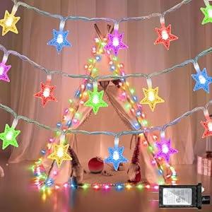 120 LED 40FT Star String Lights, 8 Modes Plug in Christmas Lights with Timer & Memory, Indoor Outdoor Christmas Twinkle Lights for Birthday Party Bedroom Wedding Home Classroom Decor Multicolor
