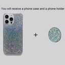 Case for iPhone 16 Pro Max Case Glitter Bling for Women Girls Sparkle Cover, with Ring Stand Holder Protective Case 6.9 inch (Silver)