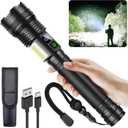 High Lumens Rechargeable LED Flashlights,Extremely Bright Tactical Flashlight,10,000 Lumens with COB Work Light,10 Modes & IP67 Waterproof & Zoomable Flash Light for Home,Camping,Hunting,Emergency