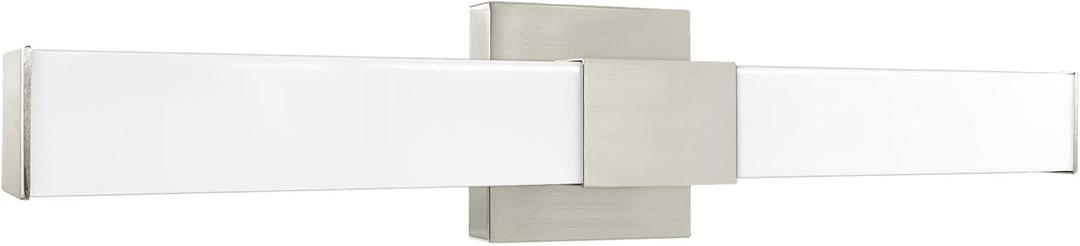LUXRITE LED Bathroom Vanity Light Fixtures Square 24 Inch, Brushed Nickel | 5 CCT 2700K-5000K Selectable, Over Mirror Vanity Lights, Modern Wall Light Bar, 24W, 1500 Lumens, CRI 90, Dimmable