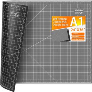 WORKLION Self Healing Cutting Mat: 24 x 36 inch Large Double Sided 5-Layer Gridded PVC Cut Mat for Sewing & Quilting & Scrapbooking & Arts and Crafts Projects (Green/Black)