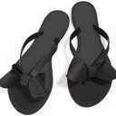 TYFLOVE Women Rivet Flip Flops Studded Jelly Thong Sandals with Bow Summer Bowtie Flat Beach Rain Shoes (8)
