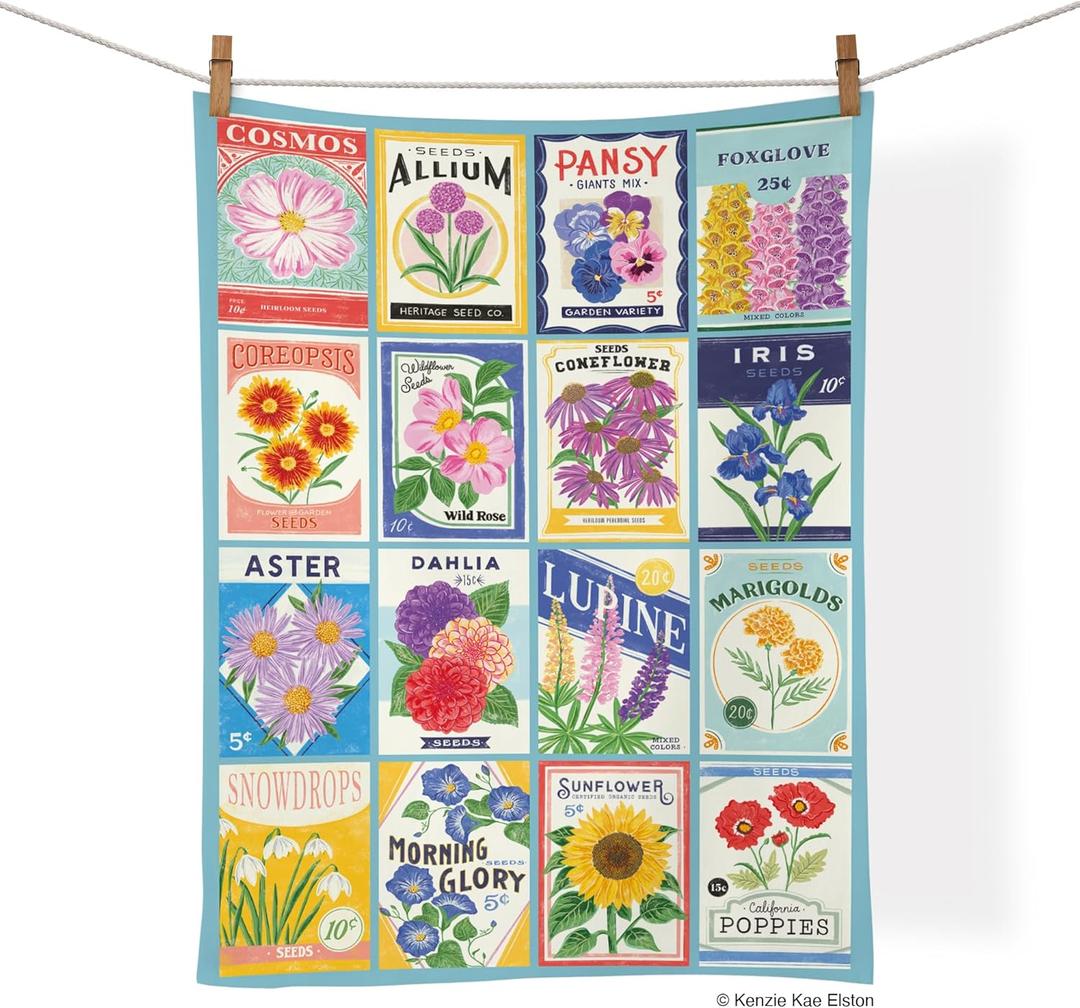 WerkShoppe Seed Packets 100% Cotton Tea Towel