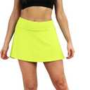 Pack of 3 icyzone Athletic Skirts for Women - Workout Running Golf Tennis Skort with Pockets (Black, Neon Green and White, M)