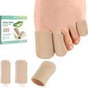 Welnove Toe Caps and Protectors - 16 Pack Aloe Vera Extract Infused Silicone Toe Sleeve - Fabric Toe Covers with Gel Lining - Toe Cushions for Pain Relief, Corns, Blisters & Ingrown Toenails