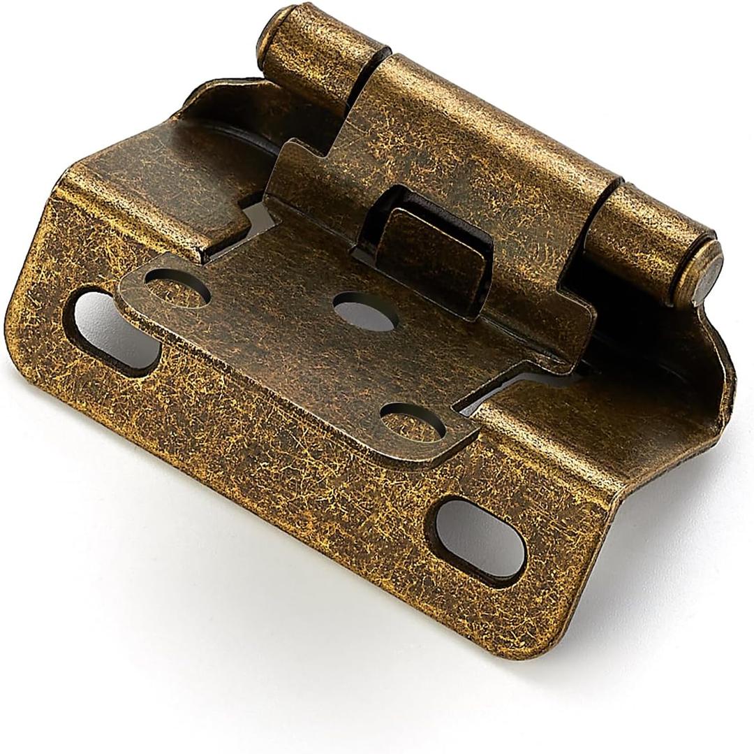 Ravinte 10 Pack 5 Pairs Semi-Overlay 1/2 inch Self-Closing Face Frame Cabinet Hinges Antique Brass Half Wrap-Around Kitchen Cabinet Door Hinges Face Mount Cabinet Hardware