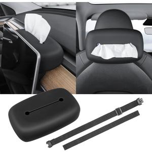 Silicone Tissue Holder for Tesla Model Y Juniper 2026 Accessories Car Tissue Box with Elastic Band for 2017-2026 Tesla Model 3 S X All SUVs or Trucks (Soft Black)