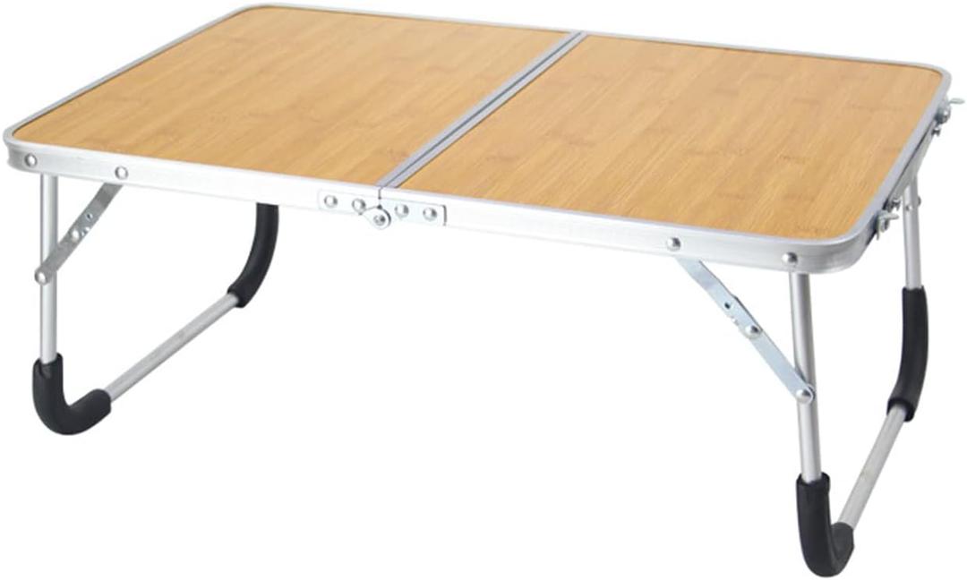 Portable Folding Table, Outdoor Folding Table, Folding Beach Table, Laptop Table, Suitable for Outdoor Travel, Camping, Beach, Barbecue, Picnic, Party, Patio, Etc. (Bamboo Color)
