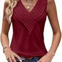 ELGOGY Womens V Neck Tank Tops Loose Fit Pleated Work Dressy Casual Tanks Summer Sleeveless Shirts Size XXL