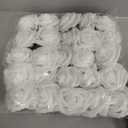 200PCS Artificial Flowers White Roses Real Looking Foam Fake Roses with Leaves and for DIY Wedding Bouquets Bridal Shower Centerpieces Party Decorations (White, 200)