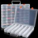 Udefineit 2 Pack Large 48 Grids Clear Plastic Organizer Boxes with Adjustable Dividers, Jewlery Storages Bead Organizers Rock Collection Boxes, Compartment Containers for Nail/Tackle/Screw/Arts/Craft