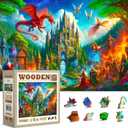 WOODEN.CITY Wooden Puzzle 1000 Pieces - Fantasy Dragon Castle | 21,25 in x 15,5 in | Made in EU