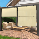 Outdoor Roller Shades 8'W x 7'H Porch Sun Shades Outdoor Roll Up Blinds for Patio Porch Gazebo Balcony Backyard, Beige