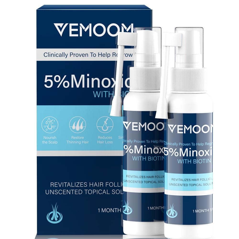 5% Minoxidil Hair Growth Spray for Women and Men, Effective Anti-Hair Loss Treatment for Regrowth, Extra Strength Scalp Solution, Thicker, Stronger and Longer Hair - 60ml