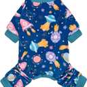 cyeollo Dog Pajamas, Soft Velvet Dog Pjs for Small Dogs, Cozy Pet Sleepwear Stretchy Puppy Onesie, Cute Pattern Doggy Jumpsuit, Comfy Dogs Clothes, Lightweight Doggie Jammies, Spaceship L