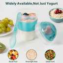 Freshmage Yogurt Parfait Cups with Lids, 20 oz Reusable Overnight Oats Containers with Lids, Topping Compartment & Spoon to Go for Breakfast Meal Prep, Portable & Lightweight (Blue&Green)