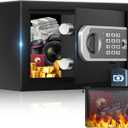 [UPGRADED] Small Safe Box for Home, 0.30 Cuft Mini Safes with Fireproof Waterproof Bag, Digital Money Safe with Programmable Keypad Spare Keys, Security Cash Box for Money Valuables