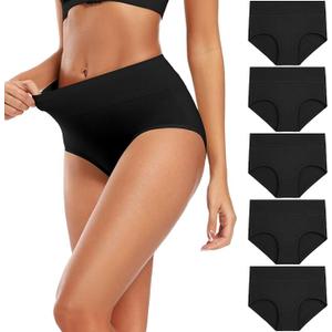 Molasus Women's Cotton Underwear High Waisted Full Coverage Ladies Panties, XXL Size