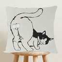 Funny Cat Pillows Decorative Throw Pillows Cover Set of 2,Cute Kitty Gifts for Cat Lovers Linen Pillow Case Decor Covers for Couch Bed Living Room - 18x18 Inches