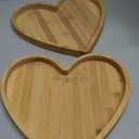 Teling 2 Pcs Heart Shaped Serving Tray Valentine's Day Serving Platter Bamboo Cheese Charcuterie Board Wooden Salad Snack Dessert Candy Dishes Plate for Fruit Wedding Housewarming Present