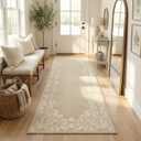 Garvee Runner Rug for Girls Room, Washable 2x6 Rug Runners for Hallways Non Slip Kitchen Floor Mats Soft Low-Pile French Retro Floral Accent Indoor Carpet for Bedroom Nursery Dorm Decor, Camel