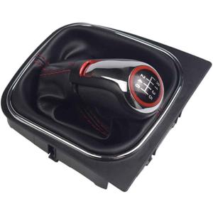 Manual Car 6 Speed Chrome Leather Gear Shift Knob with Gaiter Boot Cover for VW Golf 6 Golf 5 A5 Mk5 GTI GTD R32 2004-2008 (6 Speed)