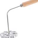 Fried Snack Mold with Handle for Kitchen Cooking Rosette Bunuelos Cookie Maker Waffle Timbale Funnel Cake Mold Tool (26.00X9.00X7.50CM, Silver)