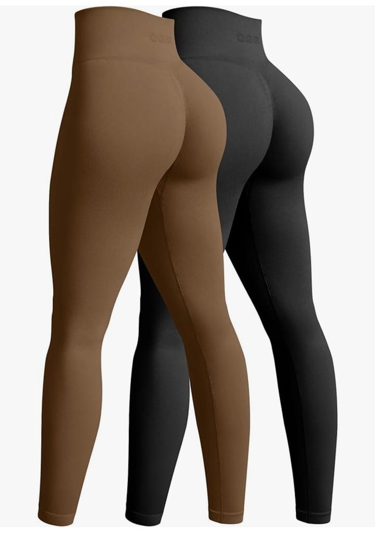 OQQ Women's 2 Piece Yoga Legging Seamless Workout High Waist Butt Liftings Athletic Leggings Medium