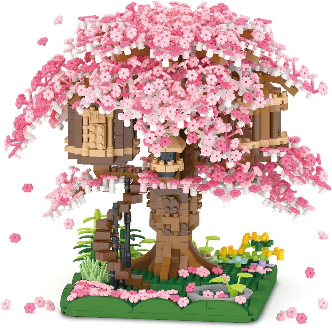 Cherry Blossom Bonsai Tree Building Set, Japanese Sakura Tree House Model Sets for Adults, 2028Pcs Mini Micro Bricks Collectible Creative Gift for Teens Girls 14+