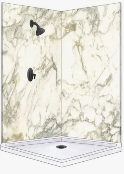 Polymarm 48" W 80" H 48" D Two Wall Composite Shower Wall Panel Surround