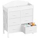 YeTom Changing Table Dresser, 6 Fabric Drawers, Mobile Storage, White
Changing Table,Waterproof Diaper pad & Safety Strap,6 fabric drawers, Wheels, Compact
