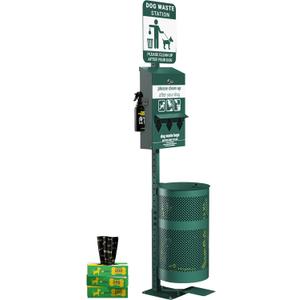 Pet Waste Station with Pedal - Includes 600 Roll Bags & 50 Can Liners - Glow in the Dark Dog Waste Station with Dog Poop Sign, Bag Dispenser, Hand Sanitizer Bottle & Outdoor Garbage Can with Lid