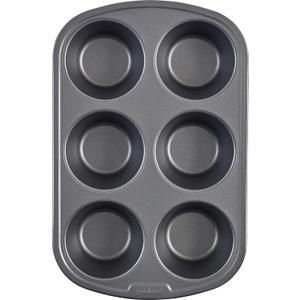 GoodCook Everyday Nonstick Steel Jumbo Texas Muffin Pan, 6-cup, Gray