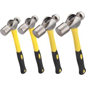 4 PCS Ball Pain Hammer Set, 16oz+24oz+32oz+40oz, Sheet Metal Hammer, Ball-Peen Hammer with Forged Steel Head and Rubber Handle, by GENHAKON.