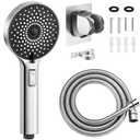 RV Shower Head with ON/OFF Switch, 5 Modes High Pressure RV Shower Head with hose, Shower Head Replcement for RV, Camper and Travel Trailer, with Adhesive Bracket, Polished Chrome