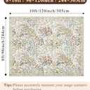Living Room Area Rug 8x10: Vintage Floral Area Rug - Machine Washable Non Slip Low Pile Foldable Area Rugs - Family Room Dining Room Farmhouse Indoor Carpet - 8'x10' Beige
