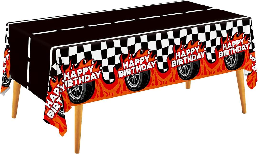 Gatherfun Car Birthday Decorations Kit: Car Theme Party Supplies, Includes 2-Pack Racing Car -Themed Tablecloths for Kids & Boys' Racing Car Birthday, Disposable Table Covers 54 x 108 Inch