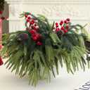 13 Inch Christmas Norfolk Pine Branches with Red Berry in a White Ceramic Pot,Xmas Artificial Pine Branches with Lights Cones for Holiday Home Indoor Christmas Picks Table Decor40pcs