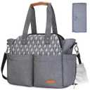 Lekebaby Diaper Bag Tote, Large Diaper Bags Waterproof,Large Mommy Bag for Hospital, Baby Bags for Mom Travel Diaper Tote Messenger Purse,Grey, Arrow Print (Dark Gray)
