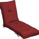 Arden Selections Outdoor Plush Modern Tufted Chaise Cushion, 76 x 22, Water Repellent, Fade Resistant, Tufted Cushion for Chaise Lounger 76 x 22, Ruby Red Leala