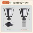 1 Pack Glass Solar Post Lights Outdoor, 13.4" Solar Lamp Post Light | Pole Lights Outdoor Waterproof with Pier Mount Base, Dusk to Dawn Modern Pillar Light for Columns (E26 Bulb Included)