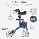 Pelegon Rollator Walker with Seat for Seniors Lightweight Foldable Walker with Padded Seat & Backrest, Adjustable Handles, Reflective Frame, Carry Bag Heavy-Duty 300lb Support - Blue