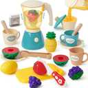 Golray Play Blender Toys Kitchen Appliance Accessories Set with Cutting Play Food/Tea Party Set, Kids Play Kitchen Appliances for 3 4 5 6 Year Old Todder Girls Boys Kitchen Pretend Play Toy