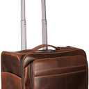 KomalC Leather Rolling Briefcase for Men – Wheeled Laptop Bag with 21” Trolley Handle, Premium Buffalo Leather Business Travel Case, 16 Inch