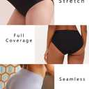 FINETOO Women's High Waisted Seamless Underwear Full Coverage Brief Ladies No Show Panties Sexy Lingerie Regular&Plus Size (3XL)