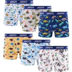 JAHSIYI 100% Cotton Boys Soft Boxer Briefs Size 8Y Tagless Underwear 6-Pack Size 8