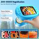 Odatay 4K 1000X Digital Microscope for Kids with Long Distance Viewing & 2.4" Screen, Portable Handheld Edu Toys for Kids Exploring Bugs Plants at Home Classroom & Outdoor Travel, Blue